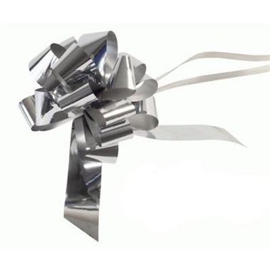 Ribbon Pull Bows Metallic Silver - 30mm
