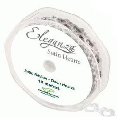 Ribbon Satin Hearts - Silver