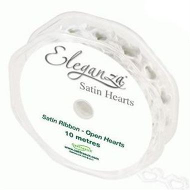 Ribbon Satin Hearts - White