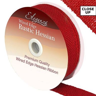 Ribbon Hessian Red - 32mm