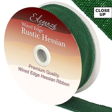 Ribbon Hessian Green - 32mm