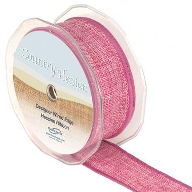 Ribbon Hessian Pink - 38mm