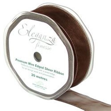 Ribbon Organza Chocolate - 32mm