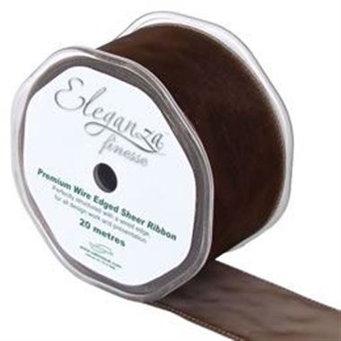 Ribbon Organza Chocolate - 50mm