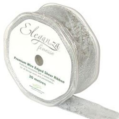 Ribbon Organza Silver Bullion - 32mm 