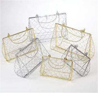 Wire Handbag Set of 3 - Silver