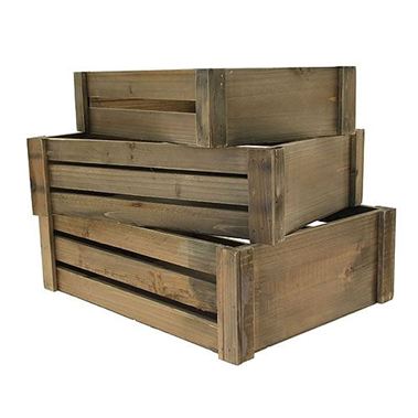 Wooden Crates - Brown Stain x 3