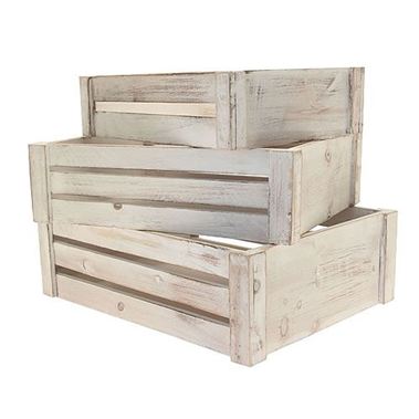 Wooden Crates - White Wash x 3
