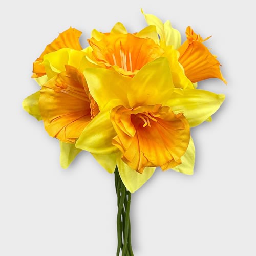 Artificial Faux Daffodil Posy (Yellow & Orange)