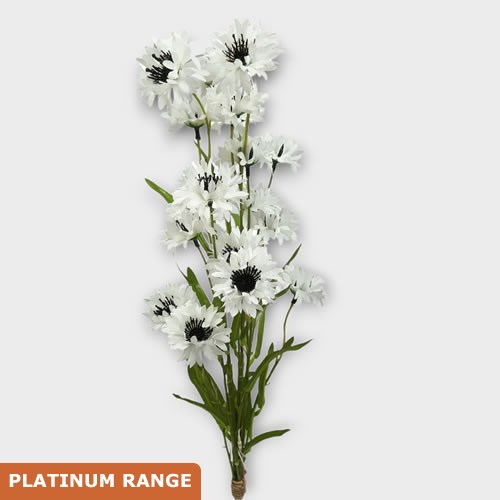 Artificial Faux Cornflower White x 3