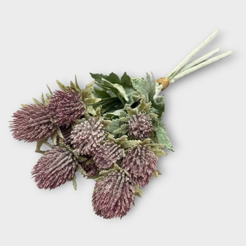 Artificial Faux Flocked Thistle Spray x 3