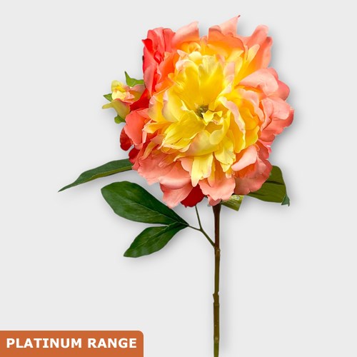 Artificial Faux Peony Coral Sunset
