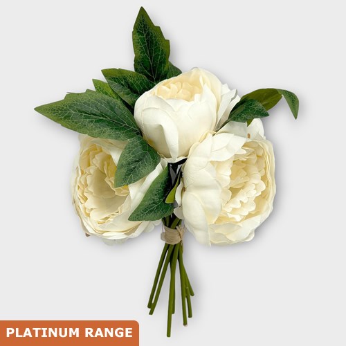 Artificial Faux Peony Spray - Ivory