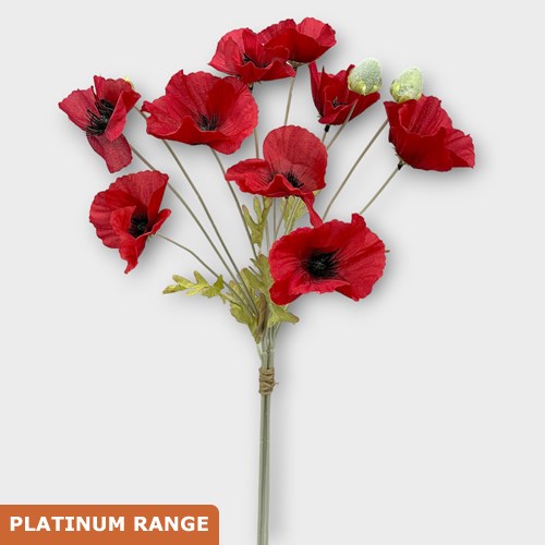 Artificial Faux Poppy Spray Red (3 Heads) x 3