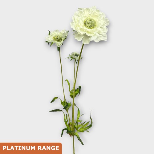 Artificial Faux Scabious Spray - White