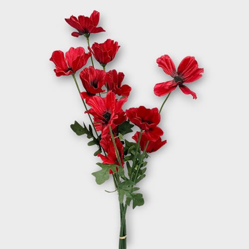 Artificial Faux Wild Meadow Poppy Spray x 3