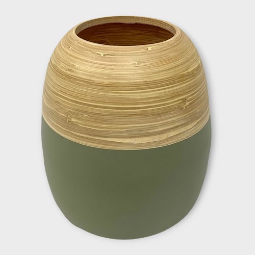 Bamboo Vase Green & Natural - 27cm