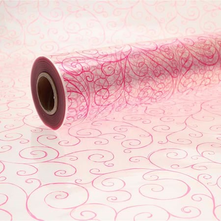 Cellophane Roll - Cerise Scrolls