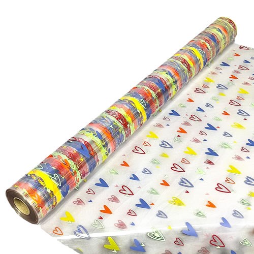 Cellophane Roll - Colourful Hearts