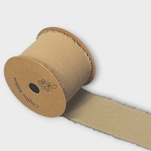 Chiffon Frayed Edge Ribbon - Coffee 40mm