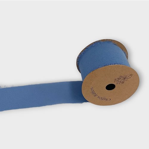 Chiffon Frayed Edge Ribbon - Dark Blue 40mm