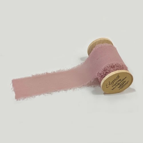 Chiffon Frayed Edge Ribbon - Dusky Pink 50mm *Only 2 left*