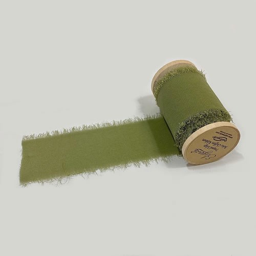 Chiffon Frayed Edge Ribbon - Eucalyptus 50mm