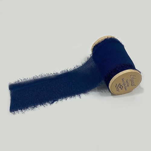 Chiffon Frayed Edge Ribbon - Navy Blue 50mm