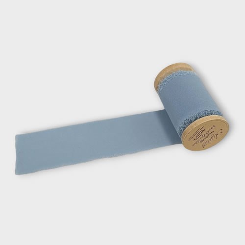 Chiffon Frayed Edge Ribbon - Powder Blue 50mm