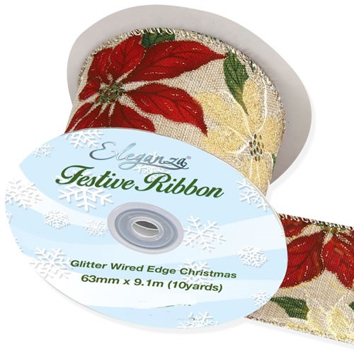 Ribbon - Poinsettia (Wire Edge)