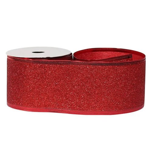 Ribbon Red Sparkly Wire Edge