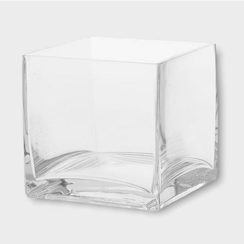 Glass Cube Vase - Clear 14cm