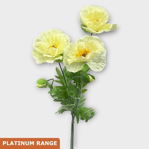 Clearance Item - Artificial Faux Poppy Cream x 3
