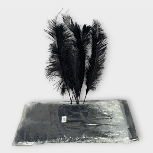 Clearance Item - Black Ostrich Feathers pack of 5 - Job lot of 30 packs