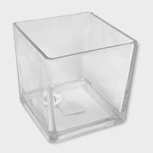 Glass Cube Vase - Clear Tapered 12cm