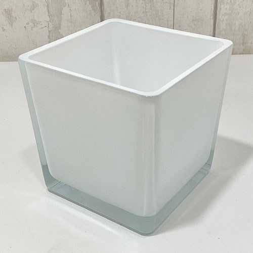 Cube Vase - White Tapered 12cm