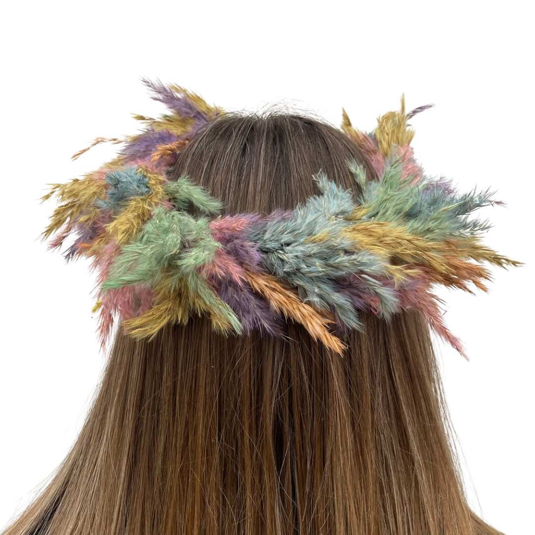 DIY Coloured Pampas Flower Crown Kit - Pretty (makes 2)