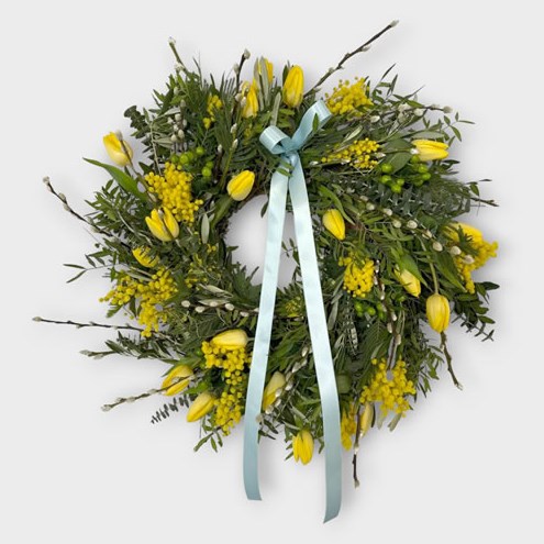 DIY Wreath Kit - Easter Mimosa (or Solidago) & Tulips