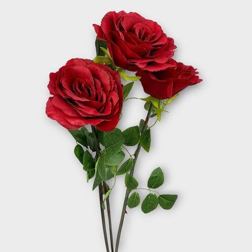 Artificial Faux Tudor Rose - Red x 3