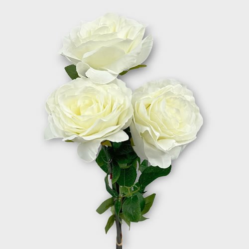 Artificial Faux Tudor Rose - White x 3