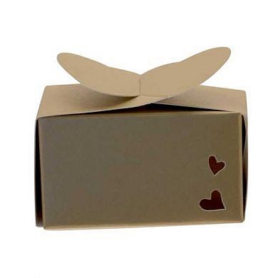 Favour Box - Gold Rectangle with Hearts