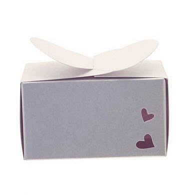 Favour Box - White Rectangle with Hearts
