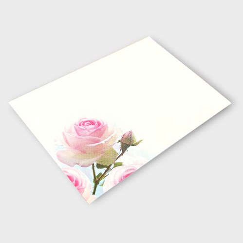 Message Cards Large - Pin/White Roses (13x9cm)
