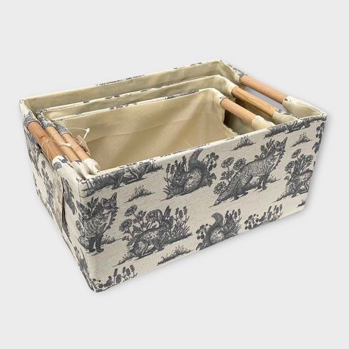 Forest Toile Baskets - Grey & White
