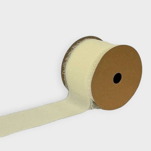 Chiffon Frayed Edge Ribbon - Ivory 40mm