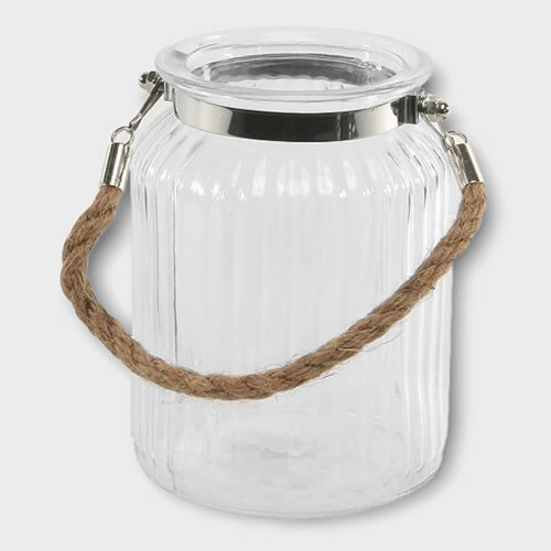 Glass Antique Jar with Rope Handle (10.5x14cm)