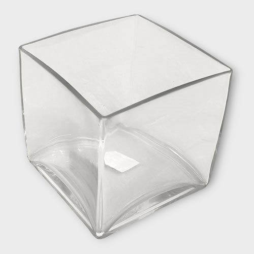 Glass Cube Vase - 12cm 