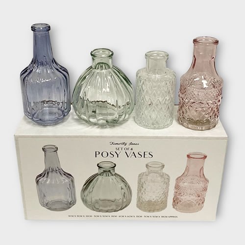 Glass Paisley Posy Bottles (set of 4)