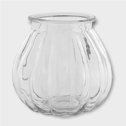 Glass Ribbed Bubble Vase - 14cm