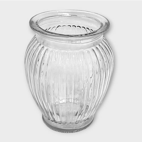 Glass Ribbed Vase - 18cm